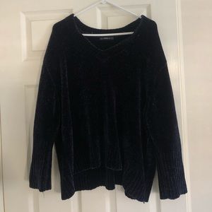 Oversized navy blue Zara chenille sweater